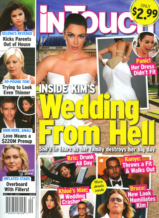 Illustration for article titled This Week in Tabloids: Faked Pix of Kim Squeezing Into Wedding Dress